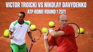 VICTOR TROICKI VS NIKOLAY DAVYDENKO  2011 MENS ROME ROUND 1 [upl. by Felipe999]