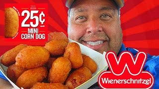 Wienerschnitzel® 25¢ Mini Corn Dogs REVIEW [upl. by Shermie213]