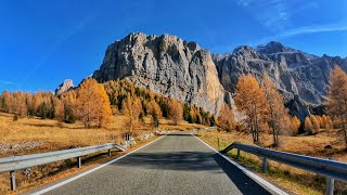 VAL GARDENA scenic drive  Driving Dolomites in Fall  Italy [upl. by Haimaj687]