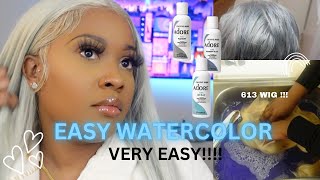 ICY BLUE GREY WIG WATCH ME DYE MY 613 WIG❄️  WATERCOLOR METHOD VERY EASY [upl. by Ennayd]