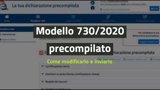 Modello 7302020 precompilato come modificarlo e inviarlo [upl. by Daht]