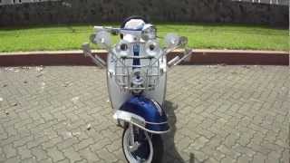 Classic Vespa VBC with GS 160 styling 150cc in WhiteMetallic Blue  ID SV0119  wwwstarvespacom [upl. by Grados632]