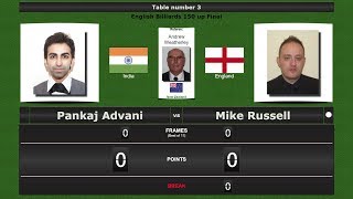 Billiards 150 up Final  Pankaj Advani vs Mike Russell [upl. by Sherurd]