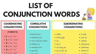 Conjunction Words A Complete List of Conjunctions in English [upl. by Flemings]