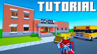 Minecraft Tutorial How To Make An Elementary School With Full Interior And School Bus [upl. by Amadis]