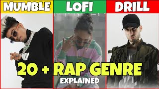 20 RAP GENRE EXPLAINED  MUMBLE  UK DRILL  GRIME etc [upl. by Llorrac63]