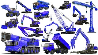 Excavator amp Other Heavy Equipment  Wheeled Excavator Wheel Loader Crane Dump Truck Back Hoe [upl. by Schuster]