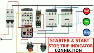 STAR DELTA STARTER CONTROL WIRING CONNECTION STARTER ON OFF TRIP INDICATOR CONNECTION [upl. by Abrams]