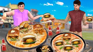 Vada Pav Pizza Wala Famous Vada Pav Pizza Street Food Hindi Kahani Moral Stories Funny Comedy Video [upl. by Atilek]