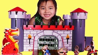 Jannie Pretend Play with Wooden Castle Playset [upl. by Mctyre]