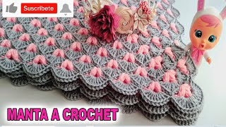 MANTA A CROCHET PARA BEBE  MANTA TEJIDA PASO A PASO [upl. by Faubion]