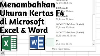 Cara Menambah Ukuran Kertas F4 di Excel dan Word [upl. by Conger]