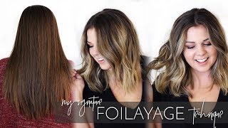 Foilayage Hair Technique  How to Balayage Brunette Virgin Hair  Tutorial on Sierra Schlutzzie [upl. by Siuraj]