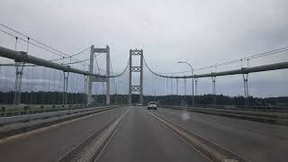 Driving the Tacoma Narrows Bridge  Twin Suspension Bridges  Pierce County Washington alongtheway [upl. by Aihppa]