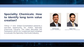 Speciality Chemicals How to identify long term value creation  White Oak Quarterly Connect  3 [upl. by Udele265]