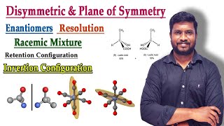 9Plane of Symmetry Enantiomers Racemic Mixture Retention Inversion Configuration [upl. by Noed13]