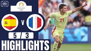 Spain vs France  53  Mens Football  Paris 2024 Highlights  france vs spain [upl. by Pedaias567]