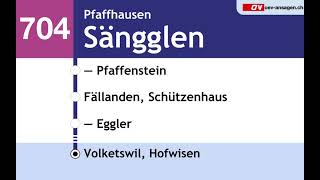 VBZ Ansagen 704 Zürich Klusplatz – Pfaffhausen – Fällanden – Schwerzenbach – Volketswil Hofwisen [upl. by Mariya]