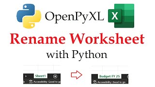 Openpyxl  Rename WorksheetsTabs in Excel Workbooks with Python  Data Automation [upl. by Race]