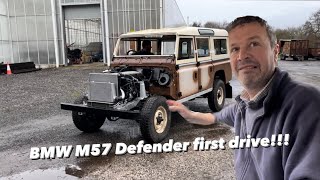 Land Rover Defender with BMW M57 engine first drive [upl. by Maker]