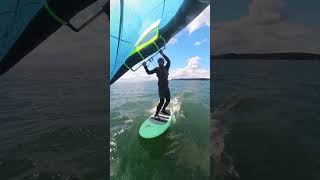 Jibe practice on new board Fanatic Sky Wing Team Ed denmark gong fanatic wingfoiling [upl. by Jarret]