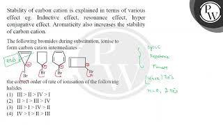 Stability of carbon cation is explained in terms of various effect eg Inductive effect resonan [upl. by Zetnod]