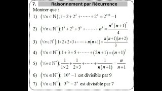 Solution Exercice 7  Logique et Raisonnement  Raisonnement par Récurrence [upl. by Siurtemed506]