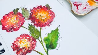 The watercolor Lantana in three different ways [upl. by Nerdna]