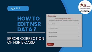 How to edit nsr data error correction of nsr e card  TCS [upl. by Antonius]