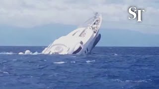 WATCH Moment 40m super yacht sinks off the Italian coast [upl. by Aehtla]