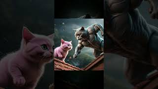 Pink kitten tried to kill her but her father save her ai supercat cuteanimal cat new short [upl. by Thomasa]