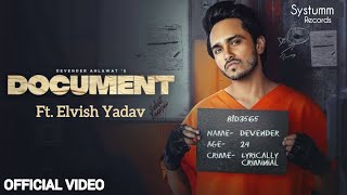 Devender Ahlawat  Document  Elvish Yadav  New Haryanvi Songs 2024 [upl. by Ennovehs]