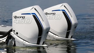 Forest River Marine  Trifecta Twin Mercury 450R Pontoon with 900 Horsepower [upl. by Esinehc726]