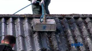 Aquila Triventek cleaning of asbestos roof with high pressure cleaner TD404 [upl. by Nauqes]