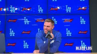 Dodgers Pregame An emotional Freddie Freeman discusses his sons health battle  FULL PRESS VIDEO [upl. by Adnamal]