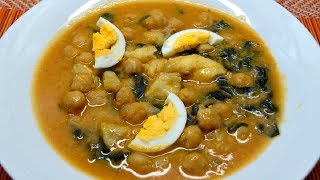 Potaje de Garbanzos con Bacalao Potaje de Cuaresma con TRUCOS [upl. by Uziel]