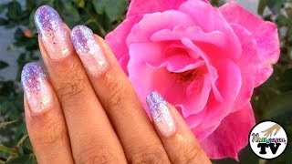 Purple Glitter Gradient Nails Using Real Glitter [upl. by Aliuqa]