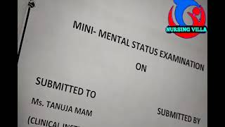 Mini mental status examination MMSE assignment mentalhealthnursing [upl. by Iat]