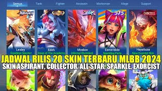 BOCORAN JADWAL RILIS 20 SKIN TERBARU MLBB 2024SKIN ASPIRANT COLLECTOR EXORCIST ALL STAR SPARKLE [upl. by Ahsac]