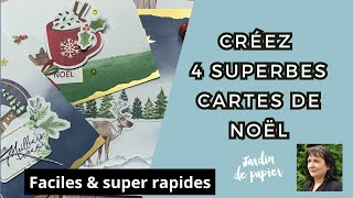 Créez 4 superbes cartes de Noël avec le lot Éphémère de Stampin Up diy carterie jardindepapier [upl. by Atal]