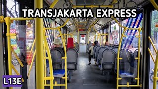 Rute Transjakarta Express Sedikit Pemberhentian  Transjakarta L13E Puri BetaFlyover Kuningan [upl. by Yelahs]