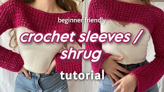 easy Crochet Shrug  Sleeves Tutorial🌺crochet mesh fishnet top  75 emma [upl. by Redliw]