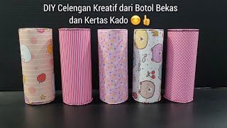 Cara Membuat Celengan dari Botol Bekas amp Kertas Kado  Ide Kreatif  Bottle Plastic Craft  Creative [upl. by Eelymmij662]