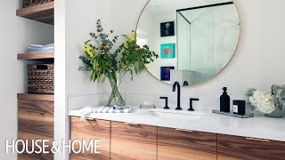 Room Tour  Watch A Small Bathroom Get A Major Makeover [upl. by Onilatac697]