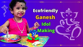 Little Princess Saanvi Sri Making Ecofriendly Ganesh Idol At Home With The Help Her Beautiful Mom [upl. by Annai]