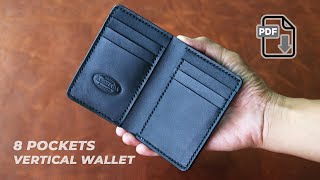 8 Pockets Vertical Bifold Wallet  Indepth tutorial with PDF Template [upl. by Rempe]