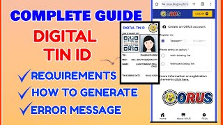 TIN ID Online Complete Guide Paano Kumuha ng Digital TIN ID Requirements Orus Error [upl. by Dhiman]