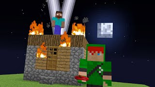 HEROBRINE ATACOU A VILA COM RAIOS MINECRAFT HEROBRINE HARDCORE 2 [upl. by Dhumma]