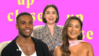 Lily Collins Lucien Laviscount and Ashley Park Reveal Emily In Paris Secrets  Cosmopolitan UK [upl. by Arch]