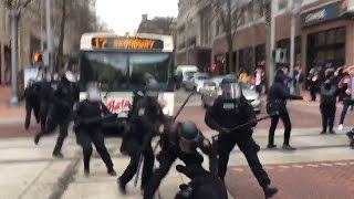 GRAPHIC LANGUAGE WARNING Police move in on protestors in downtown Portland [upl. by Gnaw]